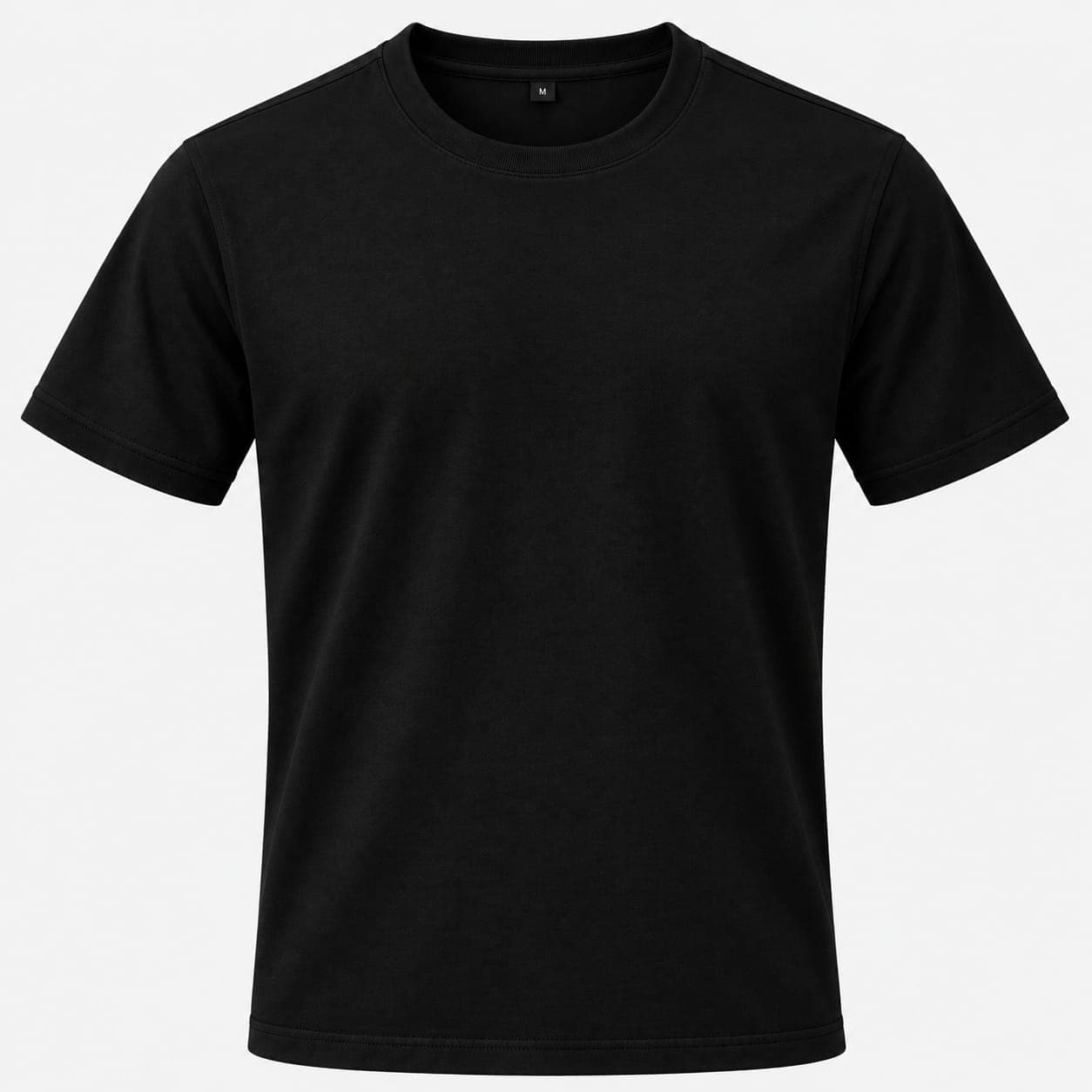 100% Cotton Sinker Round Neck — Black